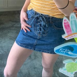 tie up jean skirt